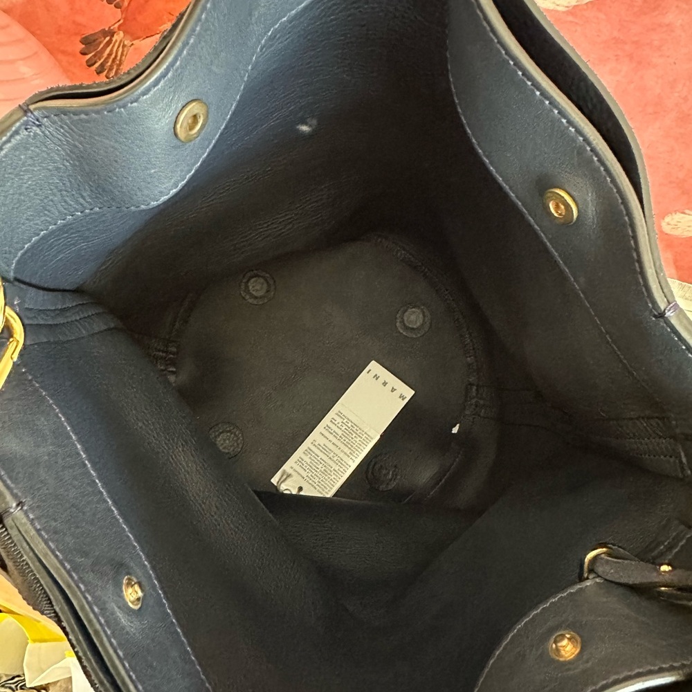 Marni Dark Blue Suede Tote Bag - Picture 4 of 11